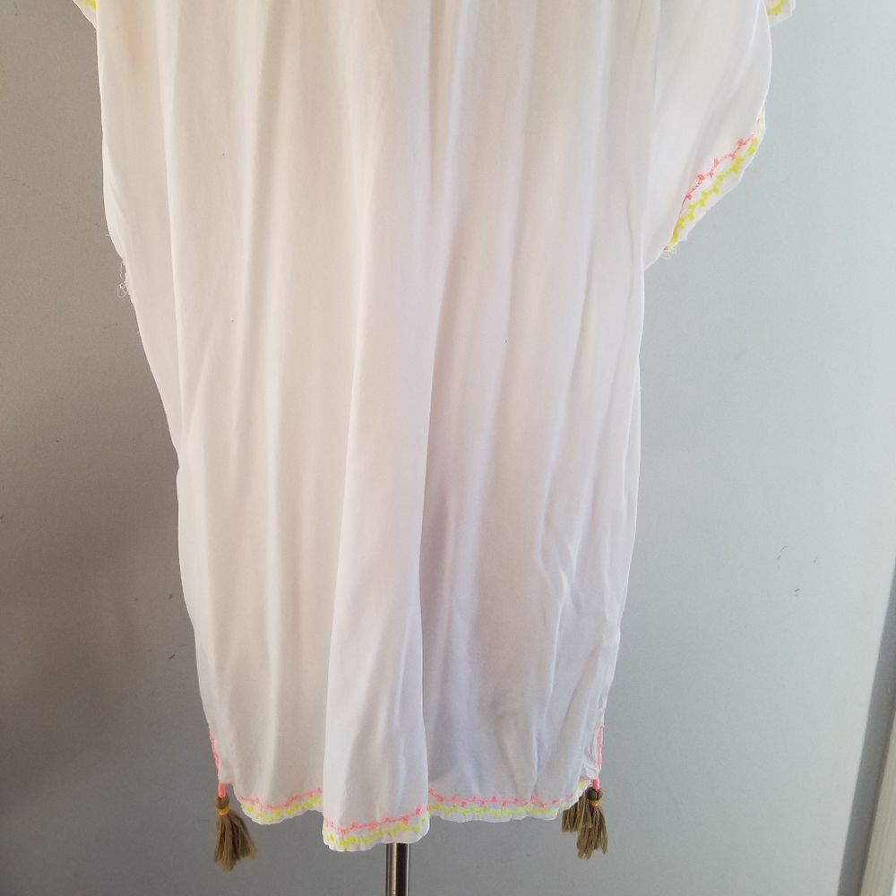 Skemo Embroidered Fringe Tunic Beach Swim Cover Up S - Picture 9 of 15